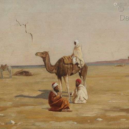 Ferdinand SCRIBE (1851-1913)Campement dans le désert Huile s...