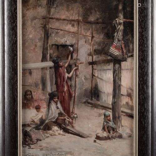 Georges GASTE (1869-1910) Fileuses dans un Intérieur arabe, ...
