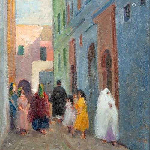 Gaston DUREL (1879-1954) Rue juive à Azemmour - Maroc Huile ...