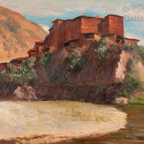 Edouard BRINDEAU DE JARNY (1867-1943) Kasbah et Oued marocai...