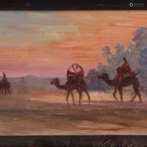 José ORTEGA (1877-1955) Caravane de dromadaires Huile sur to...