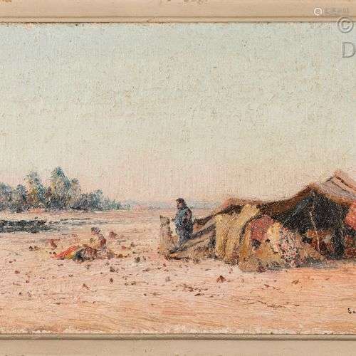 Eugène DESHAYES (1862/68-1939) Campement dans le Sud algérie...