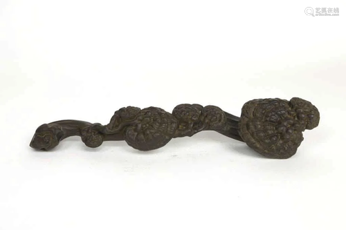 CHINESE CARVED WOODEN RUYI SCEPTRE