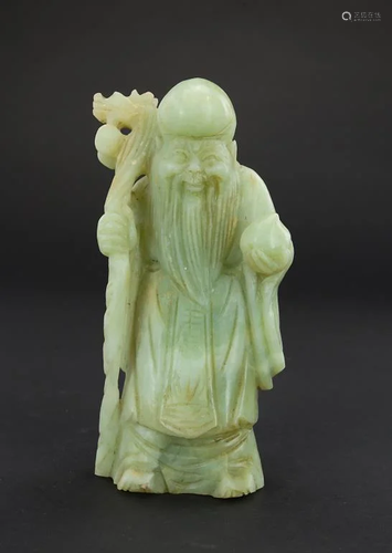 CHINESE CARVED JADE-LIKE FIGURE OF A LUOHAN