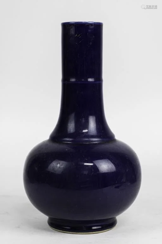 CHINESE DARK BLUE GLAZE GLOBULAR VASE