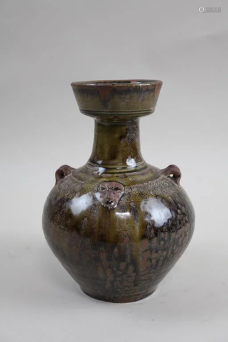 CHINESE BROWN GLAZED POTTERY VASE