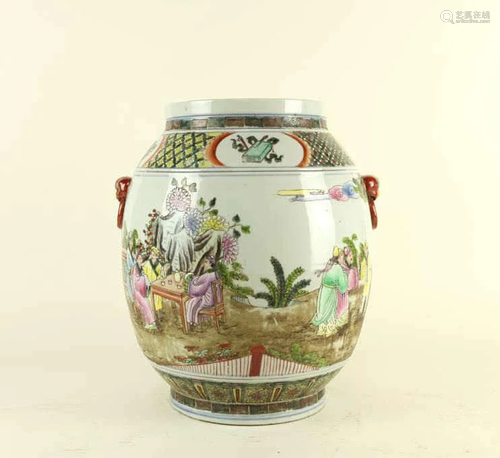 CHINESE FAMILLE VERTE MELON-SHAPED VASE