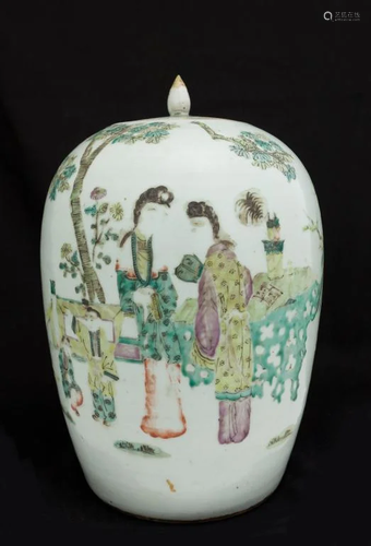 19TH CENTURY CHINESE LIDDED FAMILLE ROSE JAR