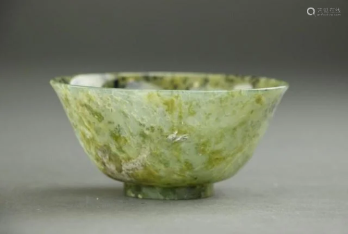 SPINACH JADE-COLOR NEPHRITE BOWL