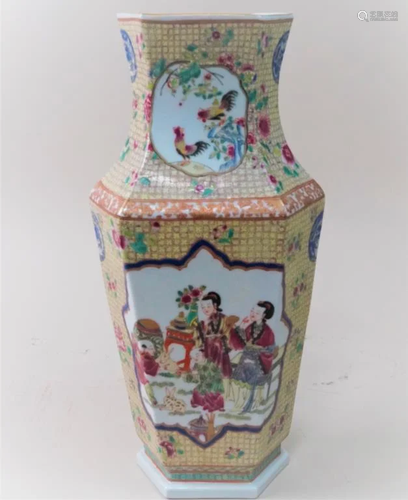 CHINESE PORCELAIN HEXAGONAL VASE