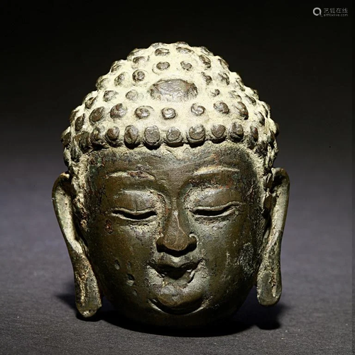 18TH C. CHINESE BRONZE FIGURE OF BUDDHA'S HEAD