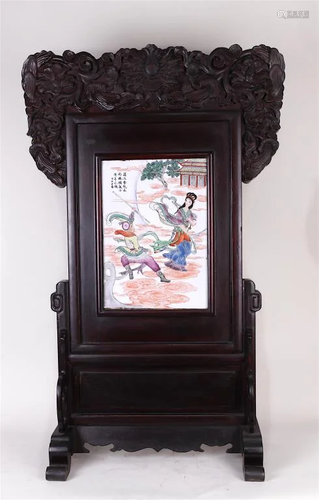 PORCELAIN PLAQUE WITH WOOD FRAME