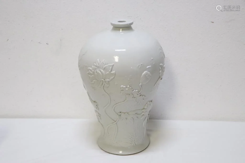 LARGE 19TH C. CHINESE BLANC DE CHINE MEIPING VASE