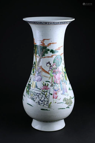 ANTIQUE CHINESE FAMILLE ROSE 'POETRY' VASE