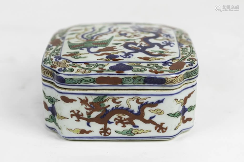 CHINESE WUCAI SQUARE LIDDED BOX