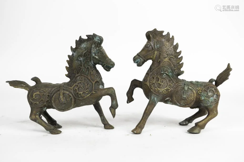 SET OF TWO CHINESE BRONZE HORSES