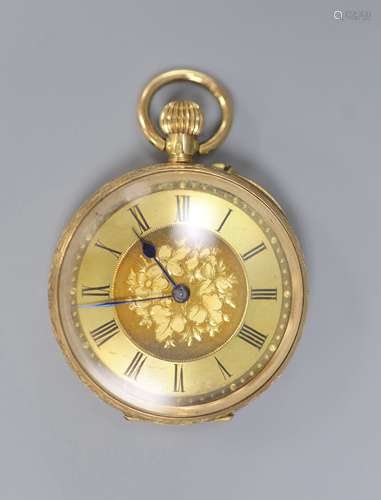 A continental 14k yellow metal open faced fob watch,case dia...