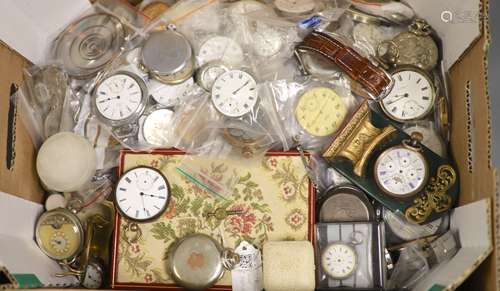 A large quantity of incomplete pocket watches, movements and...