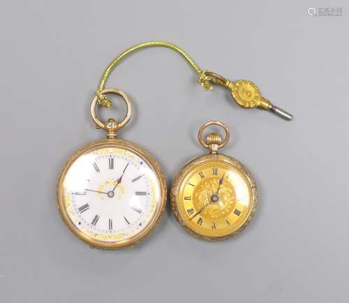 A lady's early 20th century continental 14k open faced pocke...