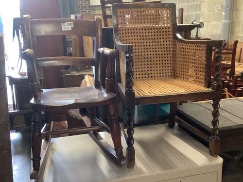 A Victorian mahogany child's rocking chair, height 60cm and ...