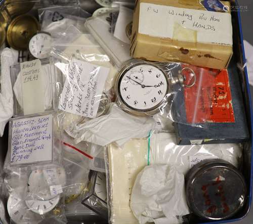 A large quantity of assorted pocket watch movements accessor...