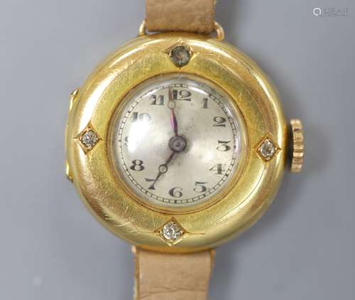 A lady's early to mid 20th century 18k yellow metal and diam...