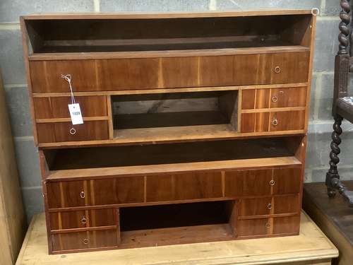 A pair of Continental cherrywood veneered pigeon holes, each...