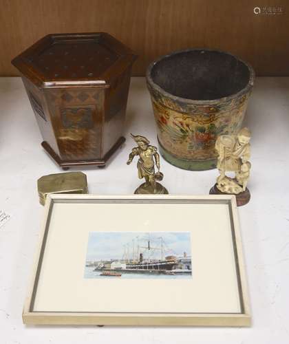 A miniature of The SS Great Britain, a brass snuff box and f...