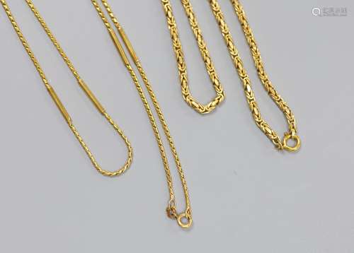 Two modern 9ct gold chains, 80cm & 42cm,28.5 grams.