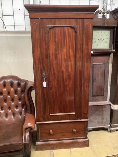 A Victorian mahogany single door wardrobe, length 90cm, widt...