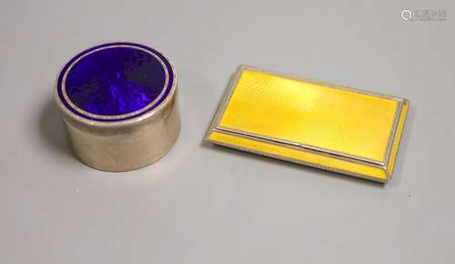 A 1920's silver and yellow guilloche enamel cigarette case, ...