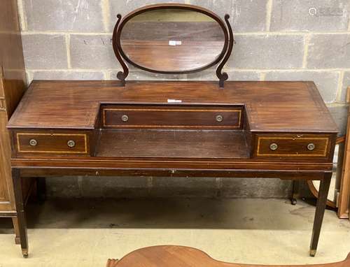 A mid 19th century mahogany dressing table, converted from a...