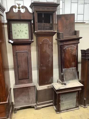 An early 19th century oak eight day longcase clock marked Ha...