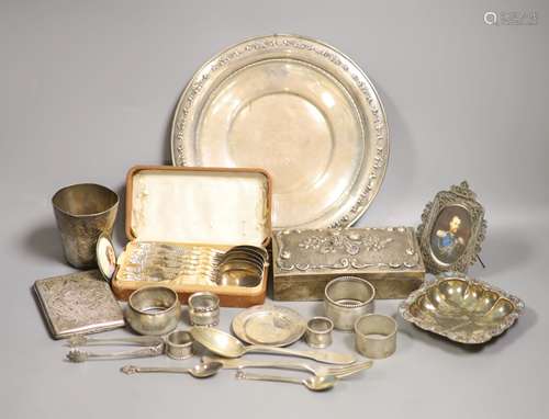 A collection of continental white metal items including 800 ...