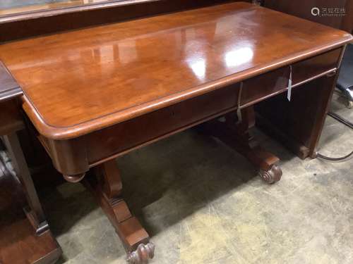 A Victorian mahogany two drawer centre table, width 120cm, d...