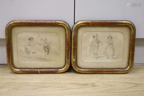 A pair of Victorian hand tinted lithographs of children, in ...