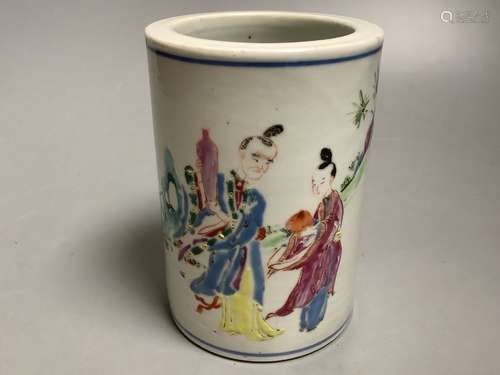 A Chinese famille rose brushpot, bitong, Guangxu period, hei...