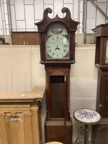 An early 19th century inlaid oak eight day longcase clock wi...