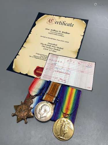 A WW1 trio to 1933/880941 Gunner Arthur D Walker, Royal Fiel...