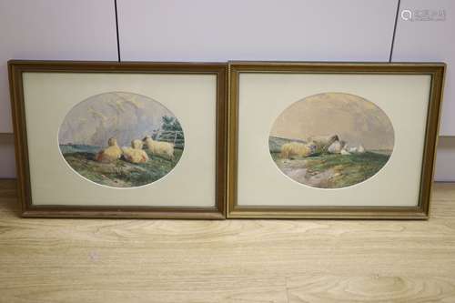 J.D. (19thC), pair of watercolours, Studies of sheep, indist...