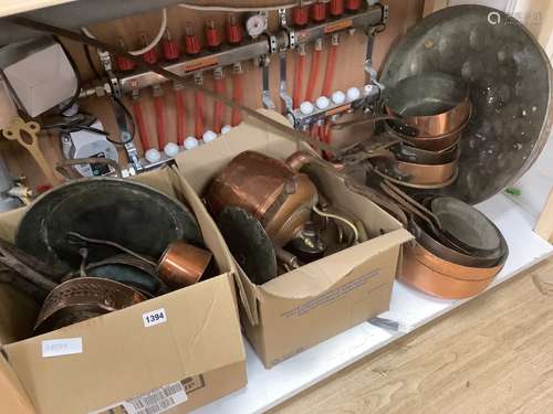 A large mixed collection of antique copper wares to include ...