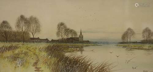 Francis Gordon Fraser (1879-1940), watercolour, Church, Hemm...