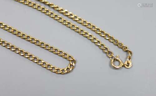 A modern 9ct gold curb link chain,62cm, 9.7 grams.