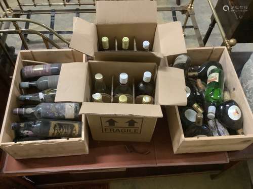 A quantity of assorted wines and spirits, including one Chat...