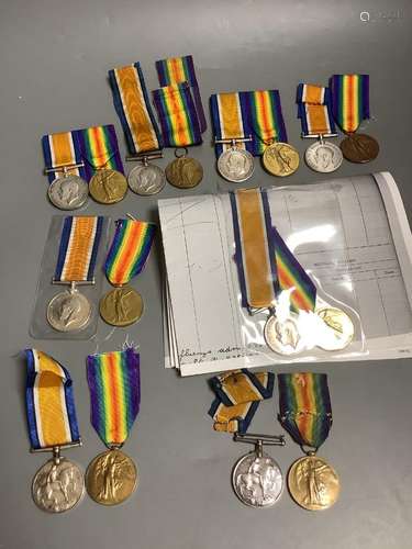 Eight WW1 BWM & Victory medal pairs;29124 Pte Wm Francis Nor...