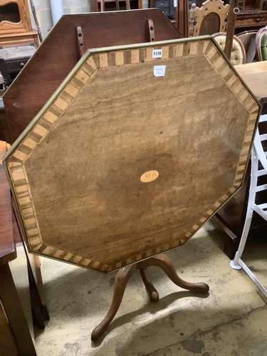 Two similar George III parquetry inlaid mahogany octagonal t...