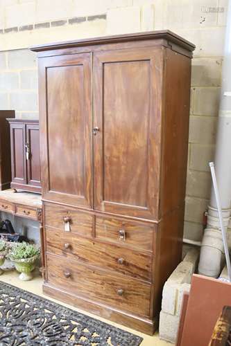 A Victorian mahogany linen press, formerly part of a larger ...