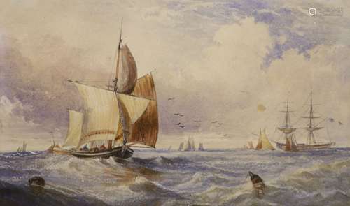 19th century English School, watercolour, Shipping off the c...