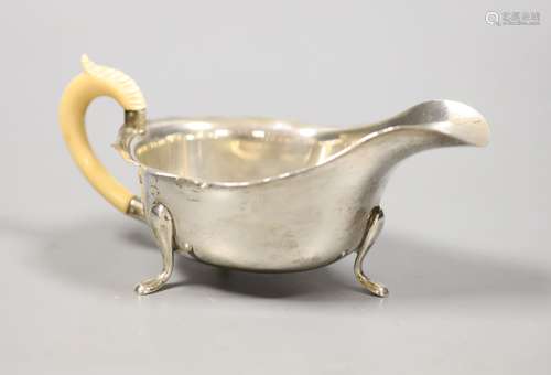 A George VI silver ivory handled sauceboat, Viners Ltd, Shef...