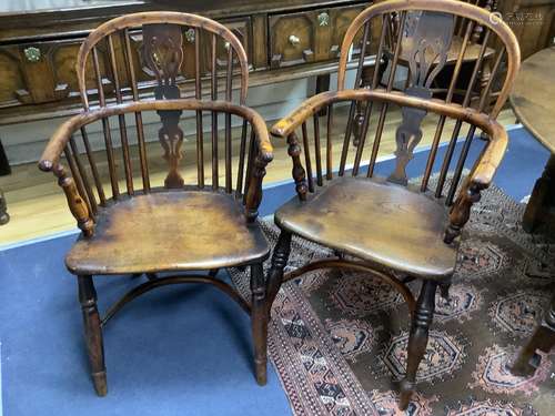 A harlequin set of seven early 19th century yew and elm spla...